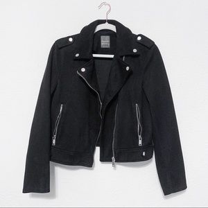 primark black faux suede moto jacket, us size 10